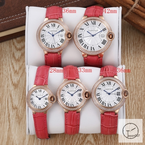 Cartier Ballon Bleu Luxury White Dial Diamond Bezel Case Quartz Battery Power Pink Red Leather Strap Womens Watch Fh11875336565