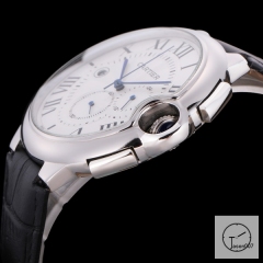 Cartier Ballon Bleu Luxury Silver Dial Smooth Bezel Quartz Chronograph Function Battery Power Leather Strap Mens Watch Fh224135336555