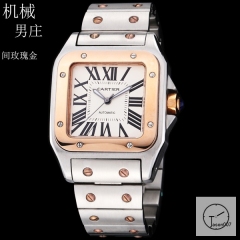 Cartier Santos 100 XL Two Tone Everose Gold Case White Dial Automatic Movement Stainless Mens Watch Fh298355525830