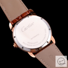 CARTIER Ronde Solo Silver Dial Automatic Mechanical Movement Men's Watch W6701010 Brown Leather Strap Mens Wristwatches Fh243735336500