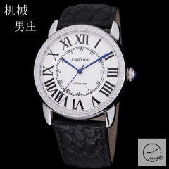 CARTIER Ronde Solo Silver Dial Diamond Bezel Automatic Mechanical Movement Men's Watch W6701010 Stainless Steel Strap Mens Wristwatches Fh244035336590
