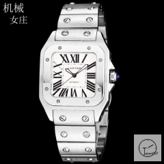 Cartier Santos 100 XL Case White Dial Diamond Bezel Automatic Movement Stainless Womens Watch Fh29861525820