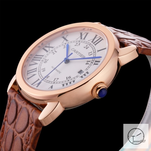 CARTIER Ronde Solo Silver Dial Automatic Mechanical Movement Men's Watch W6701010 Brown Leather Strap Mens Wristwatches Fh243735336500
