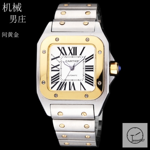 Cartier Santos 100 XL Two Tone Case White Dial Automatic Movement Stainless Mens Watch Fh291852525830