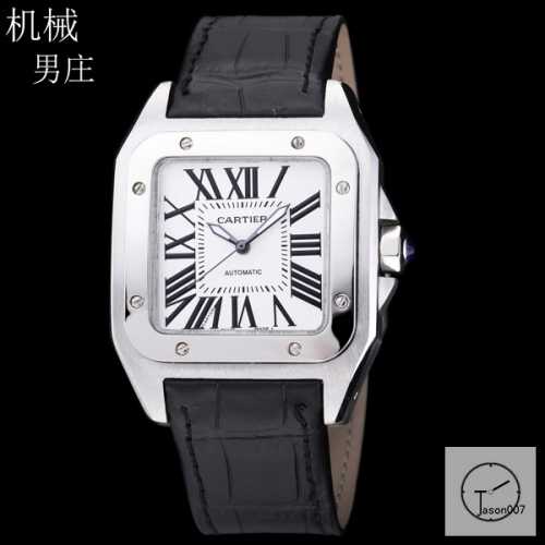 Cartier Santos 100 XL Automatic Movement Black Leather Strap Mens Watch Fh298166525810
