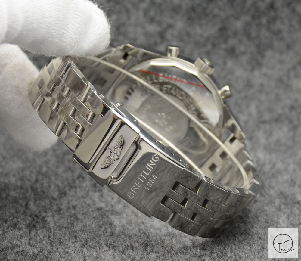 BREITLING GALACTIC 1884 Map White Dial Silver Case Quartz Chrono stainless steel Strap Date 43mm Men's Watch BRG20001460