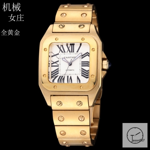 Cartier Santos 100 XL Case Full Gold Case White Dial Automatic Movement Stainless Womens Watch Fh298529525820