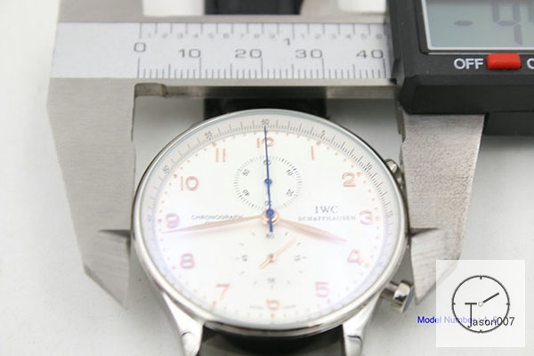 IWC Portugieser Chronograph IW371617 leather Starp 41mm White dial Quart Battery Movement IWC22104410