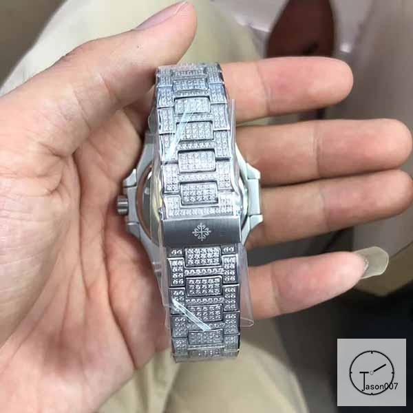 U1 Patek Philippe Nautilus 5711 Gray Dial Full Diamond Bezel Stainless Steel Mechanical Automatic Movement Glass Back Steel Strap Men's Watch PU528553560