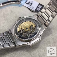 U1 Patek Philippe Nautilus Skeleton Yellow Dial Diamond Bezel Stainless Steel Mechanical Automatic Movement Glass Back Steel Strap Men's Watch PU528291560