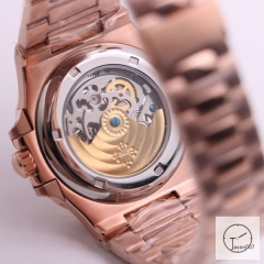 U1 Patek Philippe Skeleton New Silver Dial Rose Gold Stainless Steel Transparent Mechanical Automatic Movement Glass Back Men's Watch PU22830590
