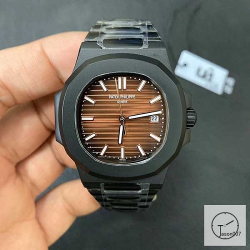 U1 Patek Philippe NAUTILUS 5711 Brown Dial PVD Black Case Stainless Steel Transparent Mechanical Automatic Movement Glass Back Men's Watch PU22833560
