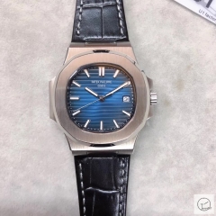 U1 Patek Philippe NAUTILUS 5711 Blue Dial Stainless Steel Transparent Mechanical Automatic Movement Glass Back Leather Strap Men's Watch PU22811560