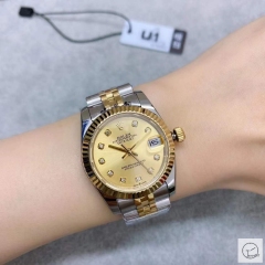 U1 Factory Rolex Datejust Fluted Bezel Gold Diamond Dial Two Tone Jubilee 31MM Ladies Size Jubilee 126331 Automatic Movement Stainless Steel Womens Watches AU2197574760
