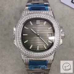 U1 Patek Philippe Nautilus 5711 Grey Dial Diamond Bezel Stainless Steel Mechanical Automatic Movement Glass Back Steel Strap Men's Watch PU528412560