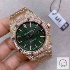 Audemars Piguet Royal Oak Offshore 41mm Automatic Green Dial Rose Gold Case Ap Men's Watch AU36579880