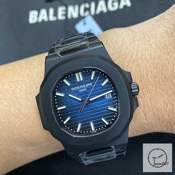 U1 Patek Philippe NAUTILUS 5711 Blue Dial PVD Black Case Stainless Steel Transparent Mechanical Automatic Movement Glass Back Men's Watch PU22844560