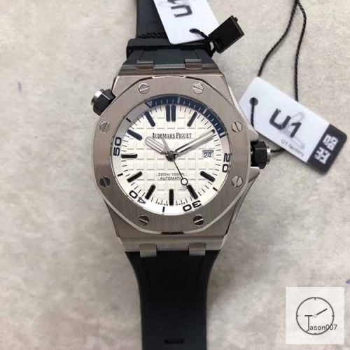 Audemars Piguet Royal Oak Offshore Silver Case White Dial Automatic Movement Engraved Blue Rubber 42mm Men Watch AU2588380