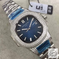 U1 Patek Philippe Nautilus 5711 Blue Dial Diamond Bezel Stainless Steel Mechanical Automatic Movement Glass Back Steel Strap Men's Watch PU528432560