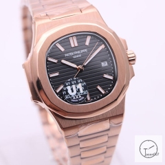 U1 Patek Philippe NAUTILUS Black Dial Rose Gold Stainless Steel Transparent Mechanical Automatic Movement Men's Watch PU327726540