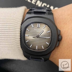 U1 Patek Philippe NAUTILUS 5711 Gray Dial PVD Black Case Stainless Steel Transparent Mechanical Automatic Movement Glass Back Men's Watch PU22834560