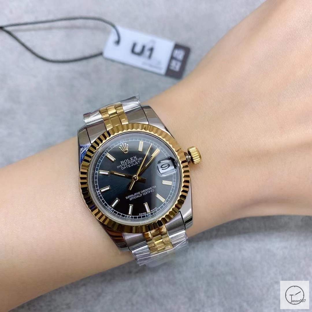 U1 Factory Rolex Datejust Fluted Bezel Black Dial Two Tone Jubilee 31MM Ladies Size Jubilee 126331 Automatic Movement Stainless Steel Womens Watches AU2197359760