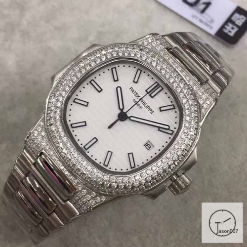 U1 Patek Philippe Nautilus 5711 Silver Dial Diamond Bezel Stainless Steel Mechanical Automatic Movement Glass Back Steel Strap Men's Watch PU528422560