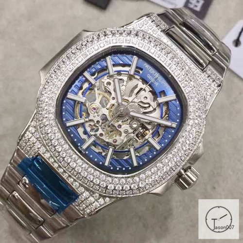 U1 Patek Philippe Nautilus Skeleton Blue Dial Diamond Bezel Stainless Steel Mechanical Automatic Movement Glass Back Steel Strap Men's Watch PU528191560