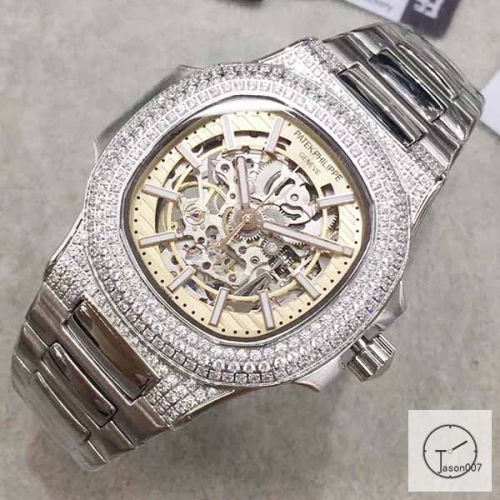 U1 Patek Philippe Nautilus Skeleton Yellow Dial Diamond Bezel Stainless Steel Mechanical Automatic Movement Glass Back Steel Strap Men's Watch PU528291560