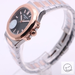 U1 Patek Philippe NAUTILUS Black Dial Two Tone Rose Gold Stainless Steel Transparent Mechanical Automatic Movement Men's Watch PU32762540