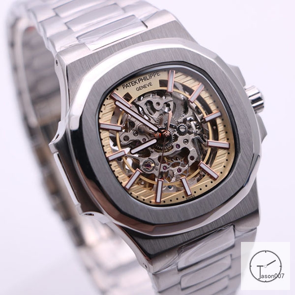 U1 Patek Philippe Skeleton Petite Tapisserie Dial Stainless Steel Transparent Mechanical Automatic Movement Glass Back Men's Watch PU22840590