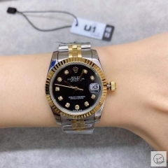 U1 Factory Rolex Datejust Fluted Bezel Dark Black Diamond Dial Two Tone Jubilee 31MM Ladies Size Jubilee 126331 Automatic Movement Stainless Steel Womens Watches AU2197570760
