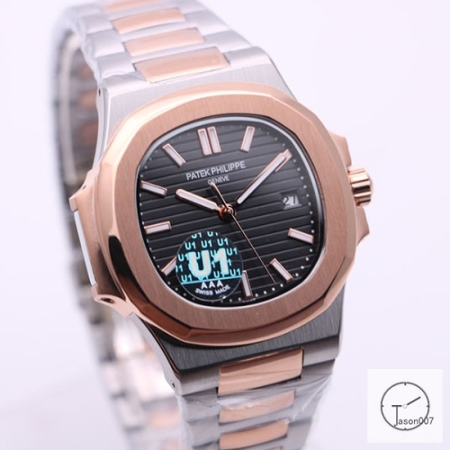 U1 Patek Philippe NAUTILUS Black Dial Two Tone Rose Gold Stainless Steel Transparent Mechanical Automatic Movement Men's Watch PU32762540