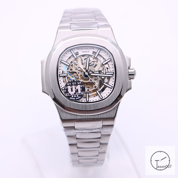 U1 Patek Philippe Skeleton White Dial Stainless Steel Transparent Mechanical Automatic Movement Glass Back Men's Watch PU22860590