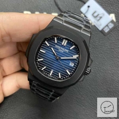 U1 Patek Philippe NAUTILUS 5711 Blue Dial PVD Black Case Stainless Steel Transparent Mechanical Automatic Movement Glass Back Men's Watch PU22844560