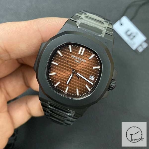 U1 Patek Philippe NAUTILUS 5711 Brown Dial PVD Black Case Stainless Steel Transparent Mechanical Automatic Movement Glass Back Men's Watch PU22833560