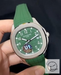 U1 Patek Philippe Aquanaut 5167A Green Dial Stainless Steel Transparent Mechanical Automatic Movement Glass Back Rubber Strap Men's Watch PU228590560