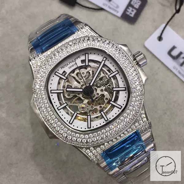 U1 Patek Philippe Nautilus Skeleton White Dial Diamond Bezel Stainless Steel Mechanical Automatic Movement Glass Back Steel Strap Men's Watch PU528391560