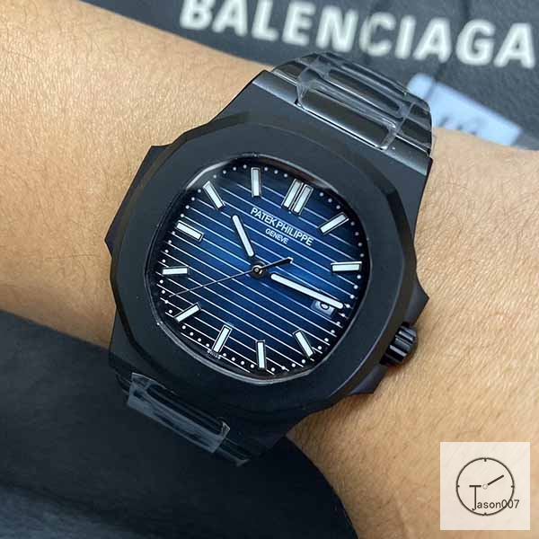 U1 Patek Philippe NAUTILUS 5711 Blue Dial PVD Black Case Stainless Steel Transparent Mechanical Automatic Movement Glass Back Men's Watch PU22844560