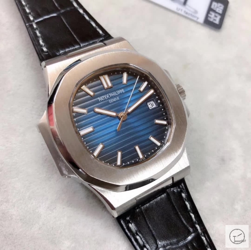 U1 Patek Philippe NAUTILUS 5711 Blue Dial Stainless Steel Transparent Mechanical Automatic Movement Glass Back Leather Strap Men's Watch PU22811560