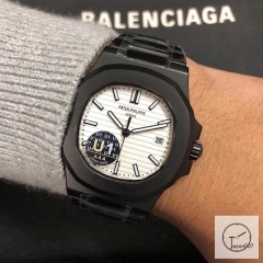 U1 Patek Philippe NAUTILUS 5711 Silver Dial PVD Black Case Stainless Steel Transparent Mechanical Automatic Movement Glass Back Men's Watch PU22855560