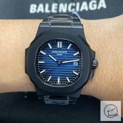 U1 Patek Philippe NAUTILUS 5711 Blue Dial PVD Black Case Stainless Steel Transparent Mechanical Automatic Movement Glass Back Men's Watch PU22844560