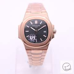 U1 Patek Philippe NAUTILUS Black Dial Rose Gold Stainless Steel Transparent Mechanical Automatic Movement Men's Watch PU327726540