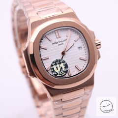 U1 Patek Philippe NAUTILUS Silver Dial Rose Gold Stainless Steel Transparent Mechanical Automatic Movement Men's Watch PU327623540