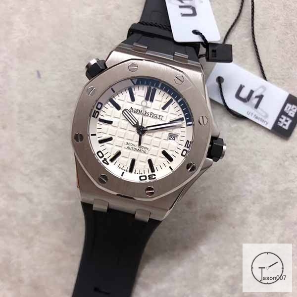 Audemars Piguet Royal Oak Offshore Silver Case White Dial Automatic Movement Engraved Blue Rubber 42mm Men Watch AU2588380