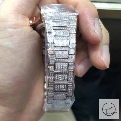 U1 Patek Philippe Nautilus 5711 Black Dial Full Diamond Bezel Stainless Steel Mechanical Automatic Movement Glass Back Steel Strap Men's Watch PU528533560