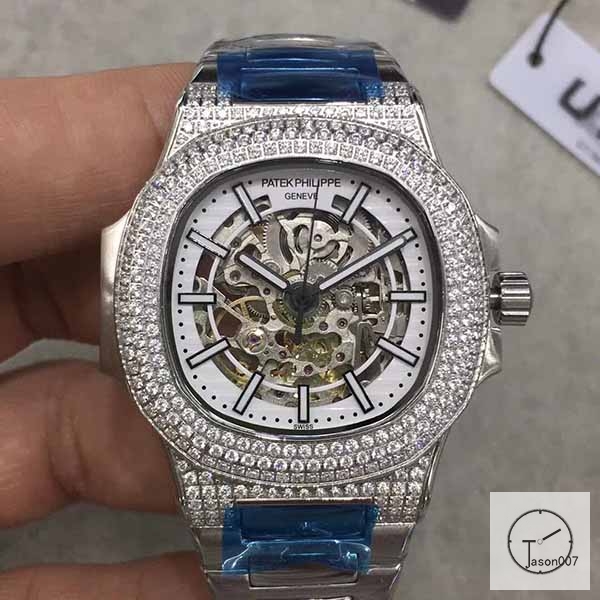 U1 Patek Philippe Nautilus Skeleton White Dial Diamond Bezel Stainless Steel Mechanical Automatic Movement Glass Back Steel Strap Men's Watch PU528391560