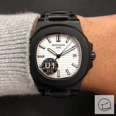 U1 Patek Philippe NAUTILUS 5711 Silver Dial PVD Black Case Stainless Steel Transparent Mechanical Automatic Movement Glass Back Men's Watch PU22855560