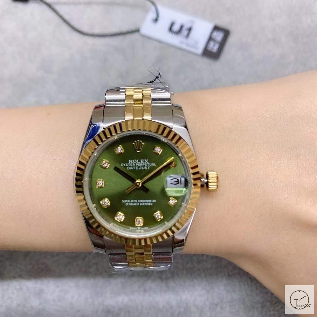 U1 Factory Rolex Datejust Fluted Bezel Green Diamond Dial Two Tone Jubilee 31MM Ladies Size Jubilee 126331 Automatic Movement Stainless Steel Womens Watches AU2197573760