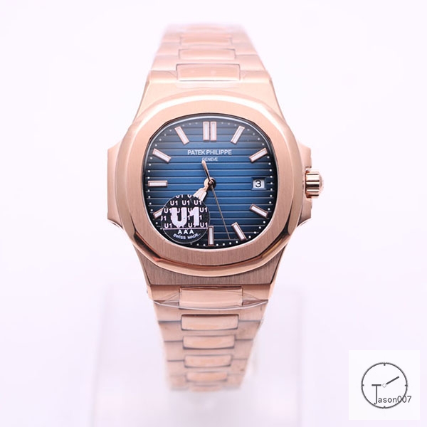 U1 Patek Philippe NAUTILUS Blue Dial Rose Gold Stainless Steel Transparent Mechanical Automatic Movement Men's Watch PU327625540